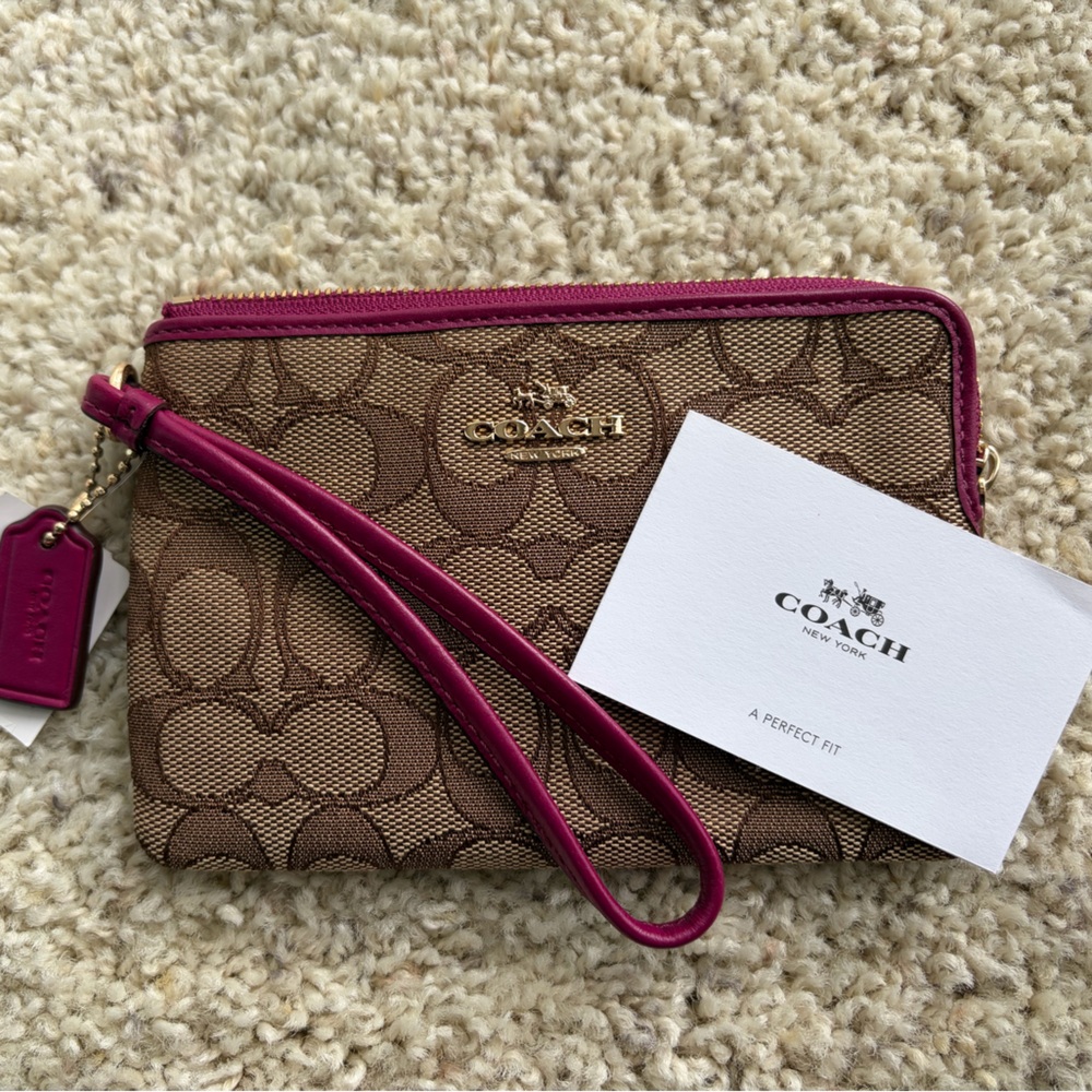 Coach Tan and Purple Wristlet